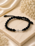 Weaved Bracelet with silver cross
